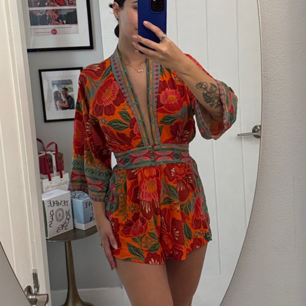 Brazilian Vibrant Floral Kimono Romper